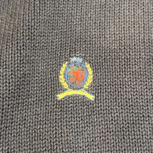 Tommy Hilfiger Vintage Navy Blue Rib Knit Pullover Sweater Mens Large Logo Chrty - Picture 7 of 15